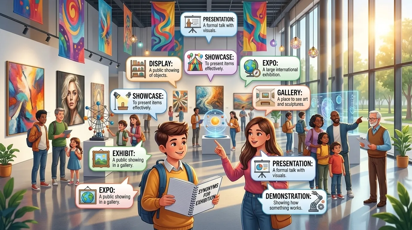 synonyms for exhibition